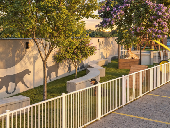 Perspectiva do pet place cercado do Residencial Las Palmas